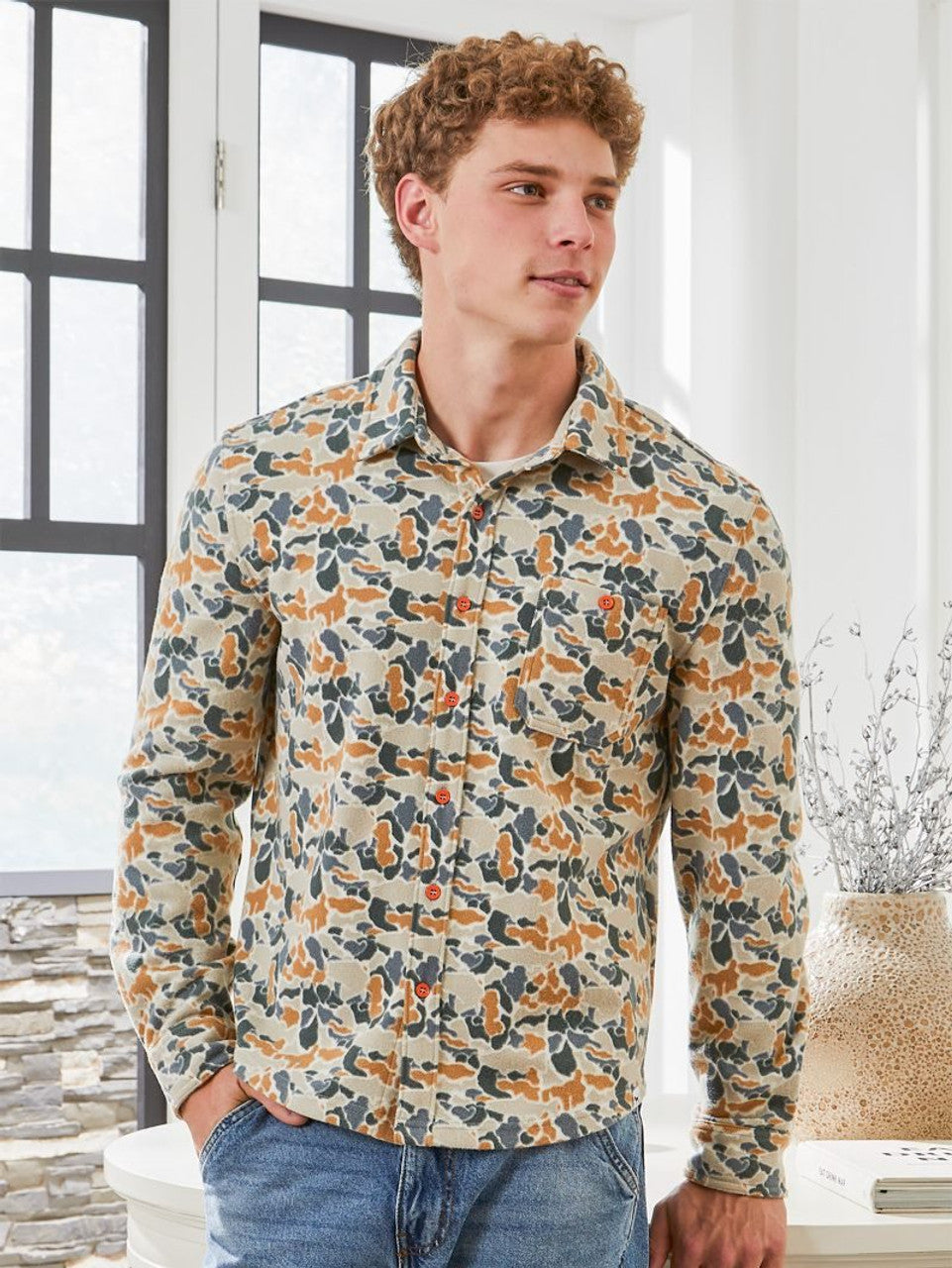 Mens Brushed Camo Shacket