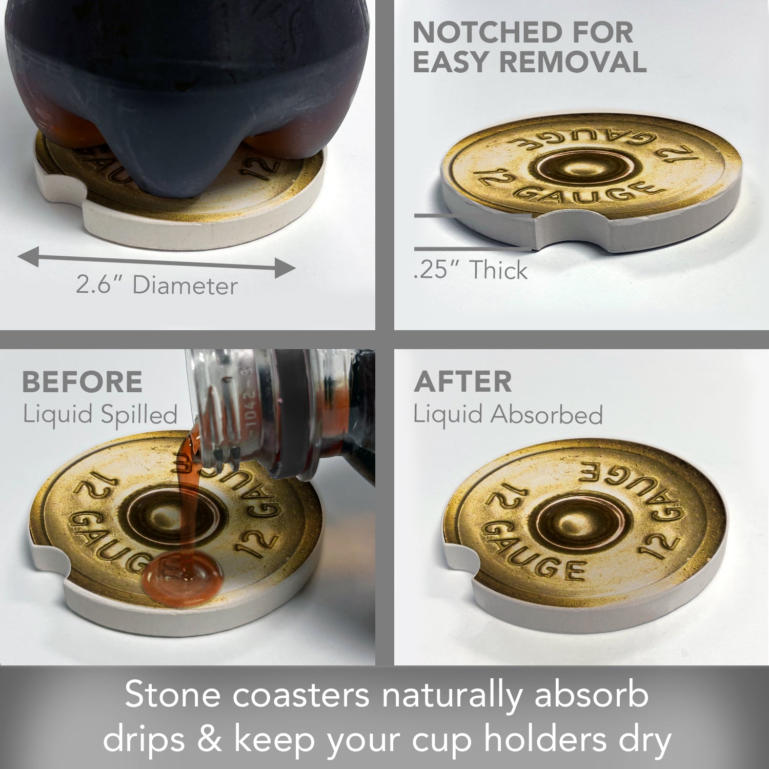 THIRSTYSTONE SHOTGUN SHELL CAR COASTER