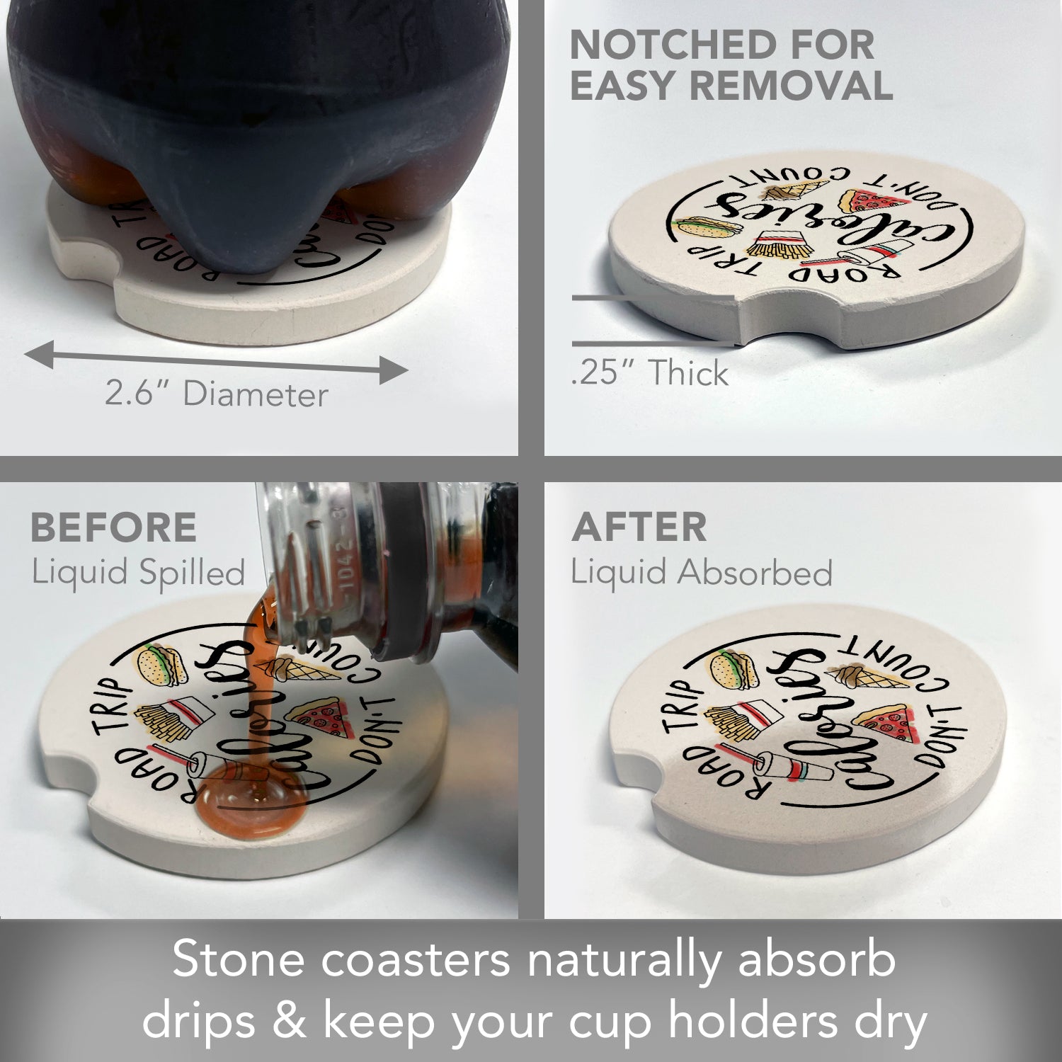 THIRSTYSTONE ROAD TRIP CALORIES CAR COASTER