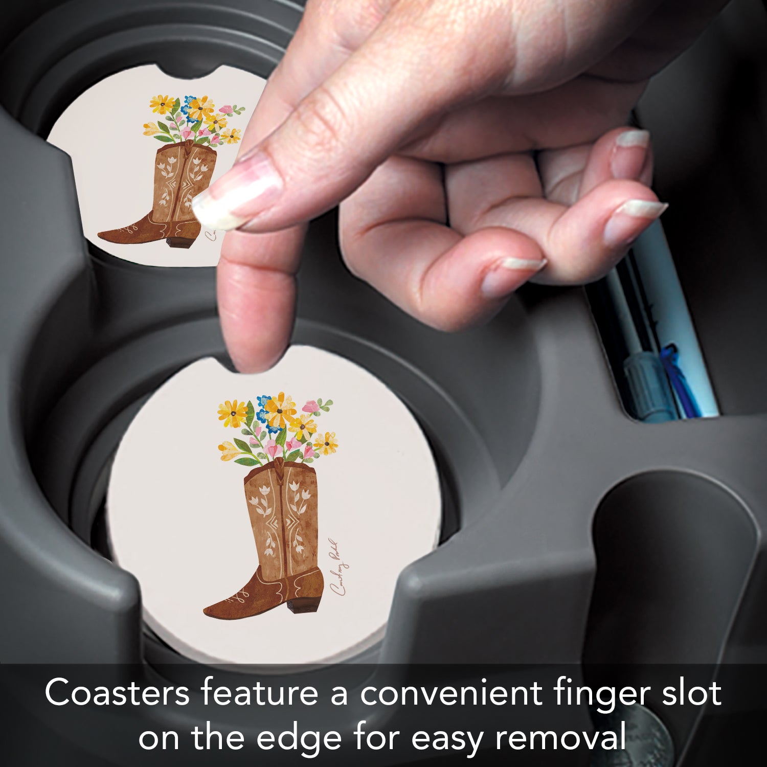 THIRSTYSTONE WESTERN COWGIRL CAR COASTER