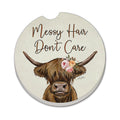 THIRSTYSTONE MESSY HAIR COW CAR COASTER