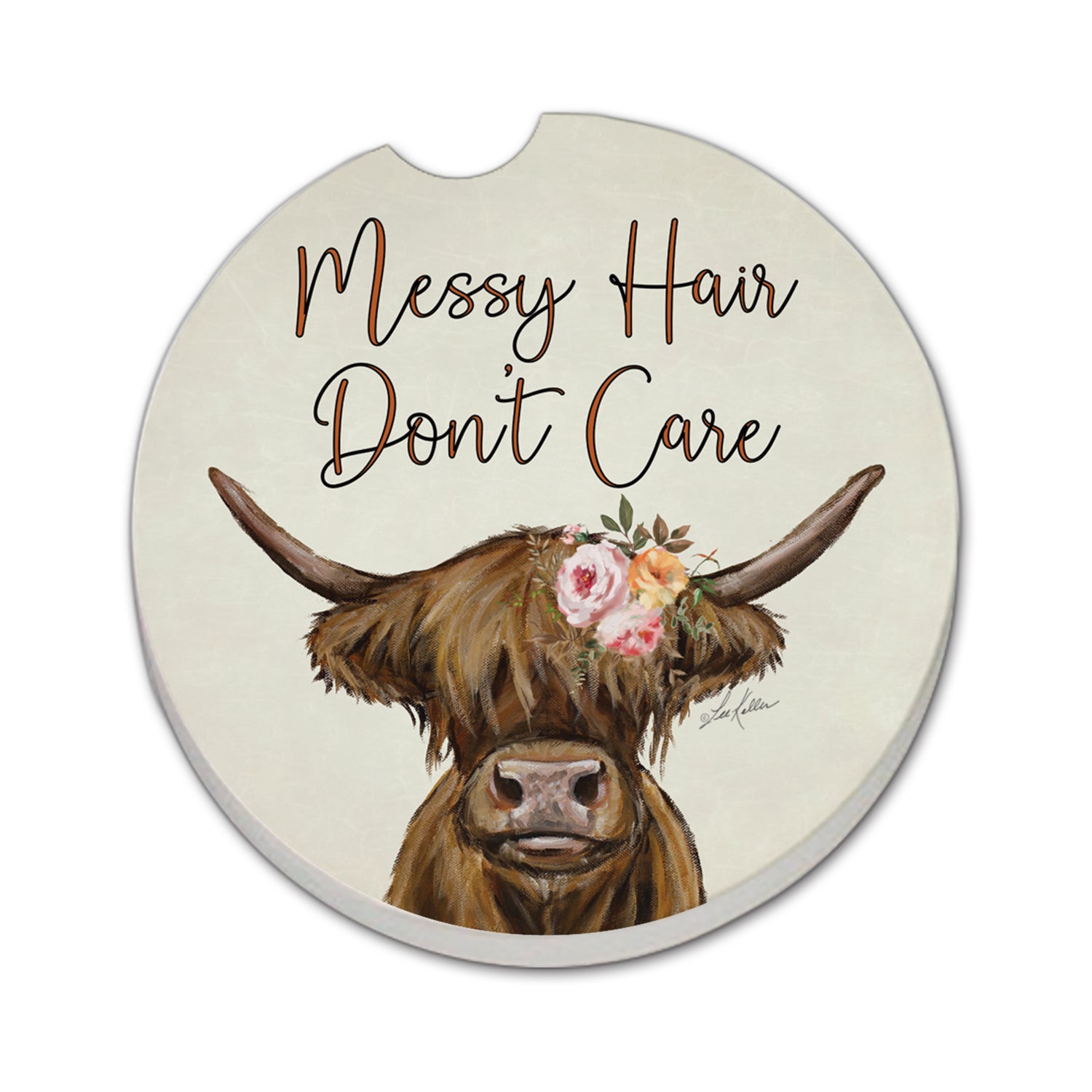 THIRSTYSTONE MESSY HAIR COW CAR COASTER