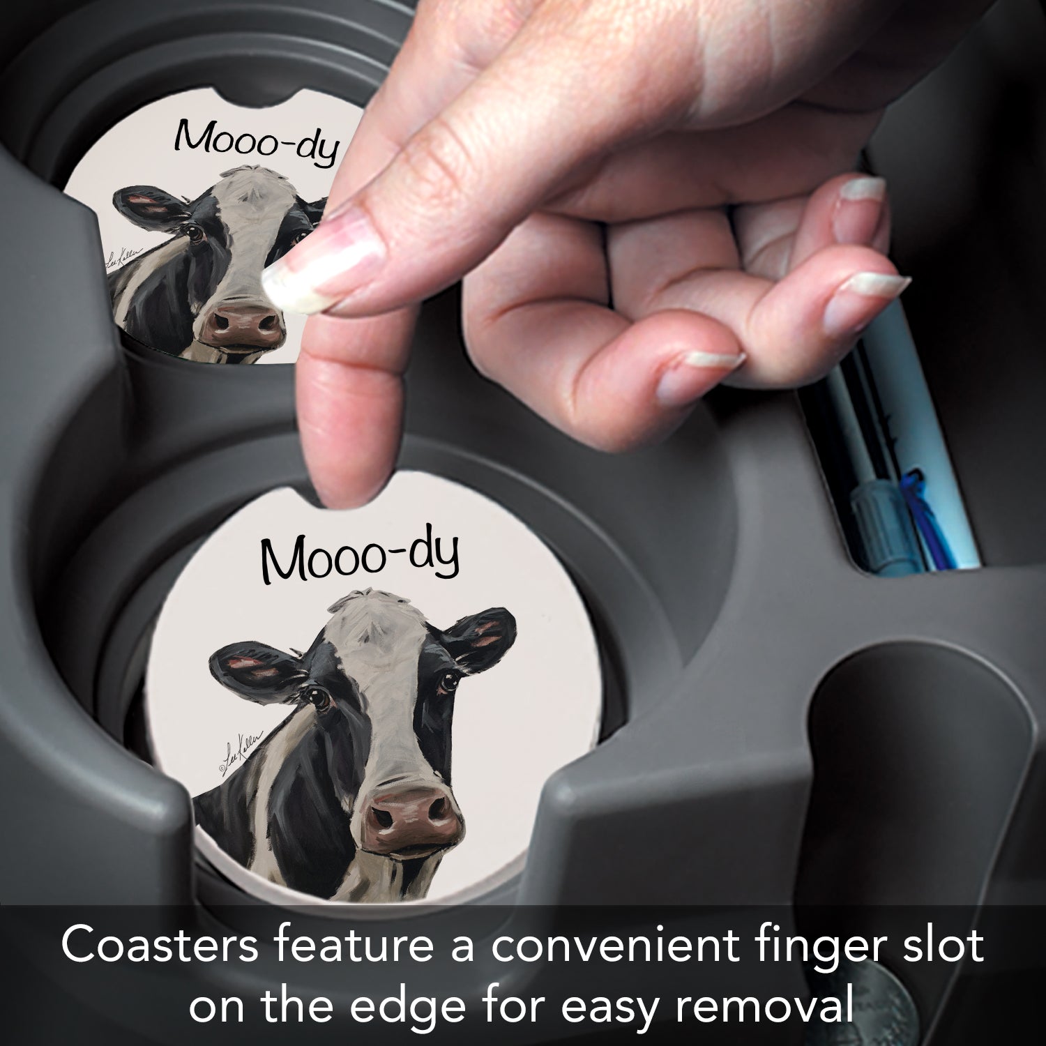 THIRSTYSTONE MOOO-DY CAR COASTER