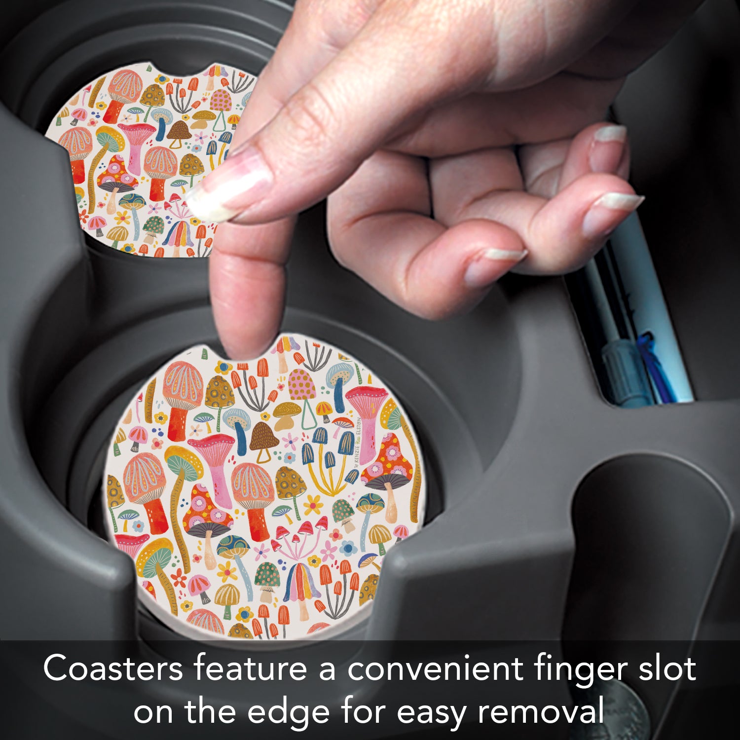 THIRSTYSTONE RETRO SHROOMS CAR COASTER