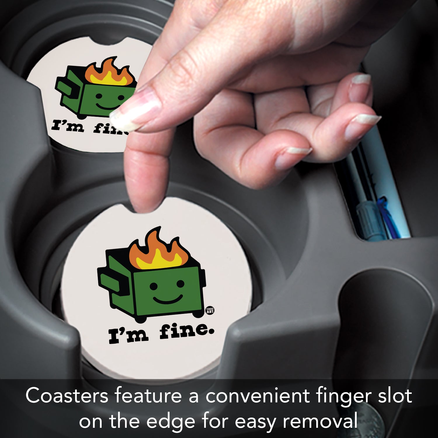 THIRSTYSTONE I'M FINE CAR COASTER