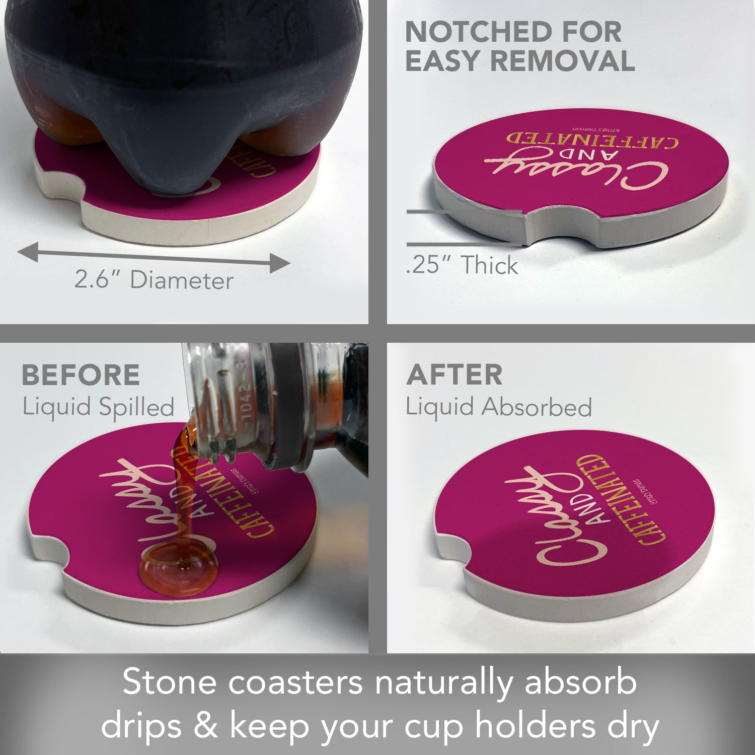 THIRSTYSTONE CLASSY & CAFFENIATED CAR COASTER