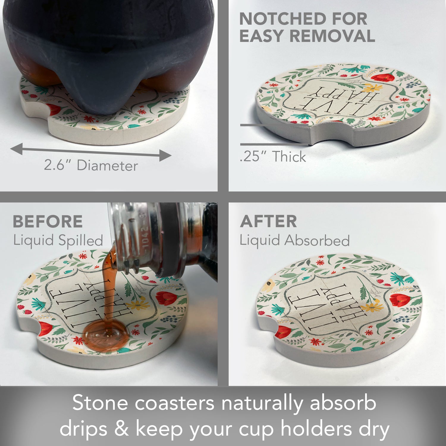 THIRSTYSTONE BLOOMING THOUGHTS CAR COASTER