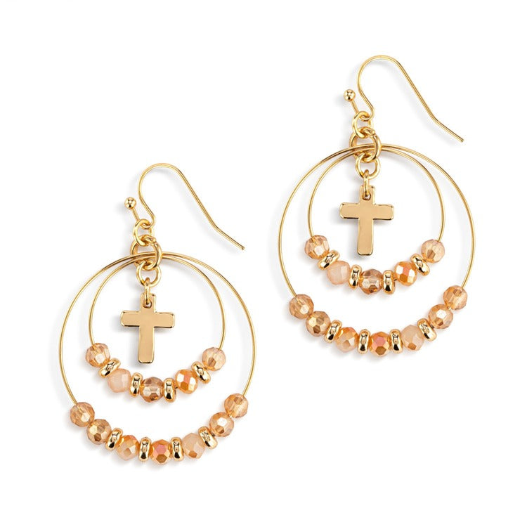 Beaded Prayer Earrings -  Champagne