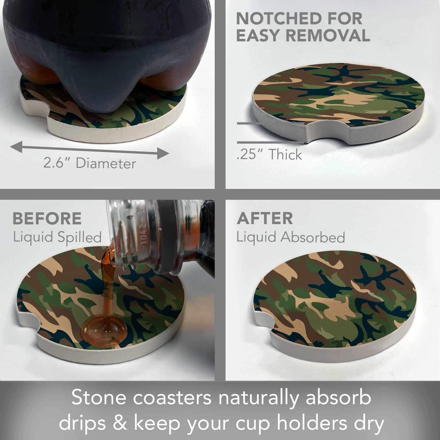 THIRSTYSTONE CAMOUFLAGE CAR COASTER