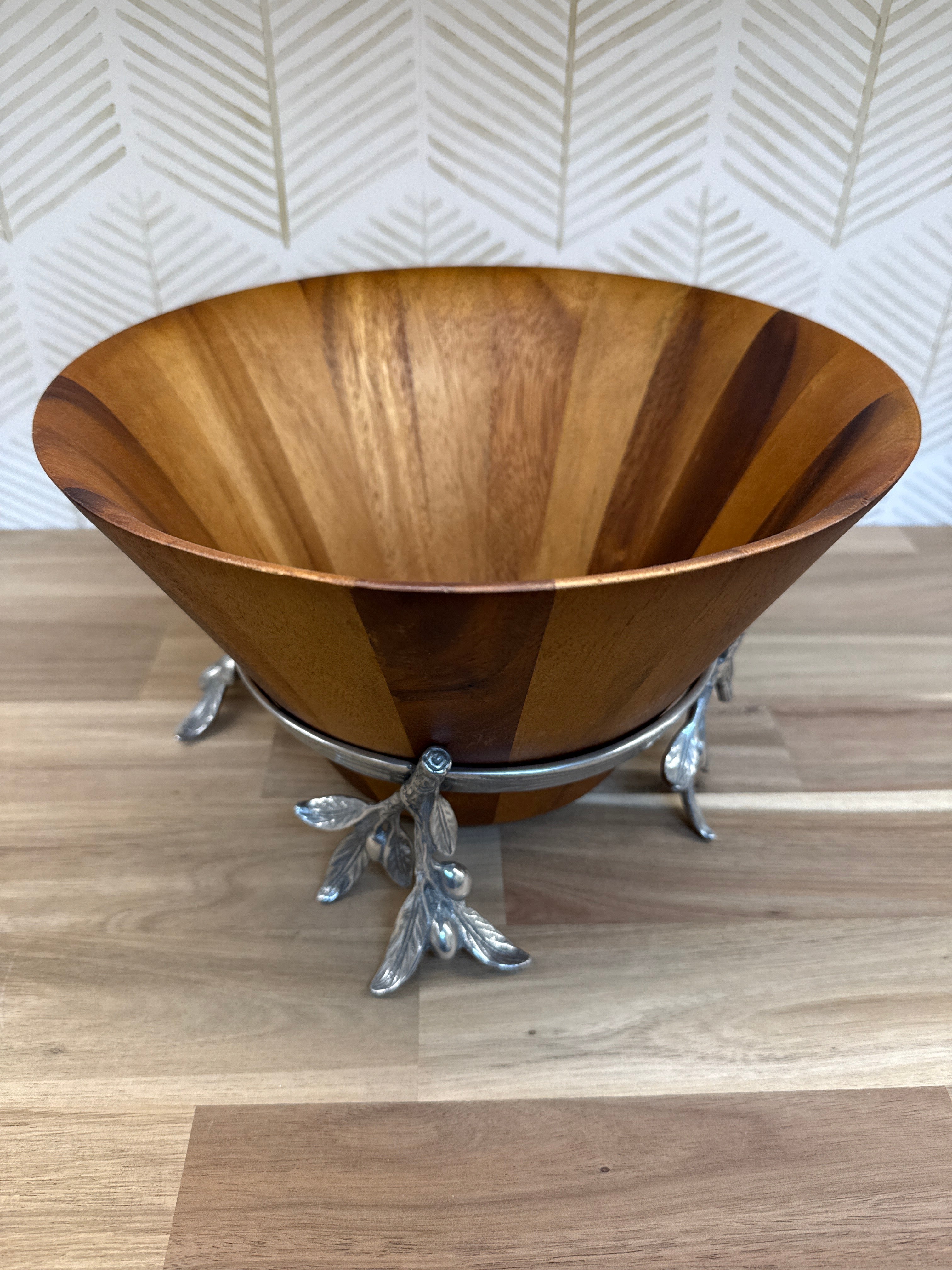 ARTHUR COURT WOOD SALAD BOWL OLIVE