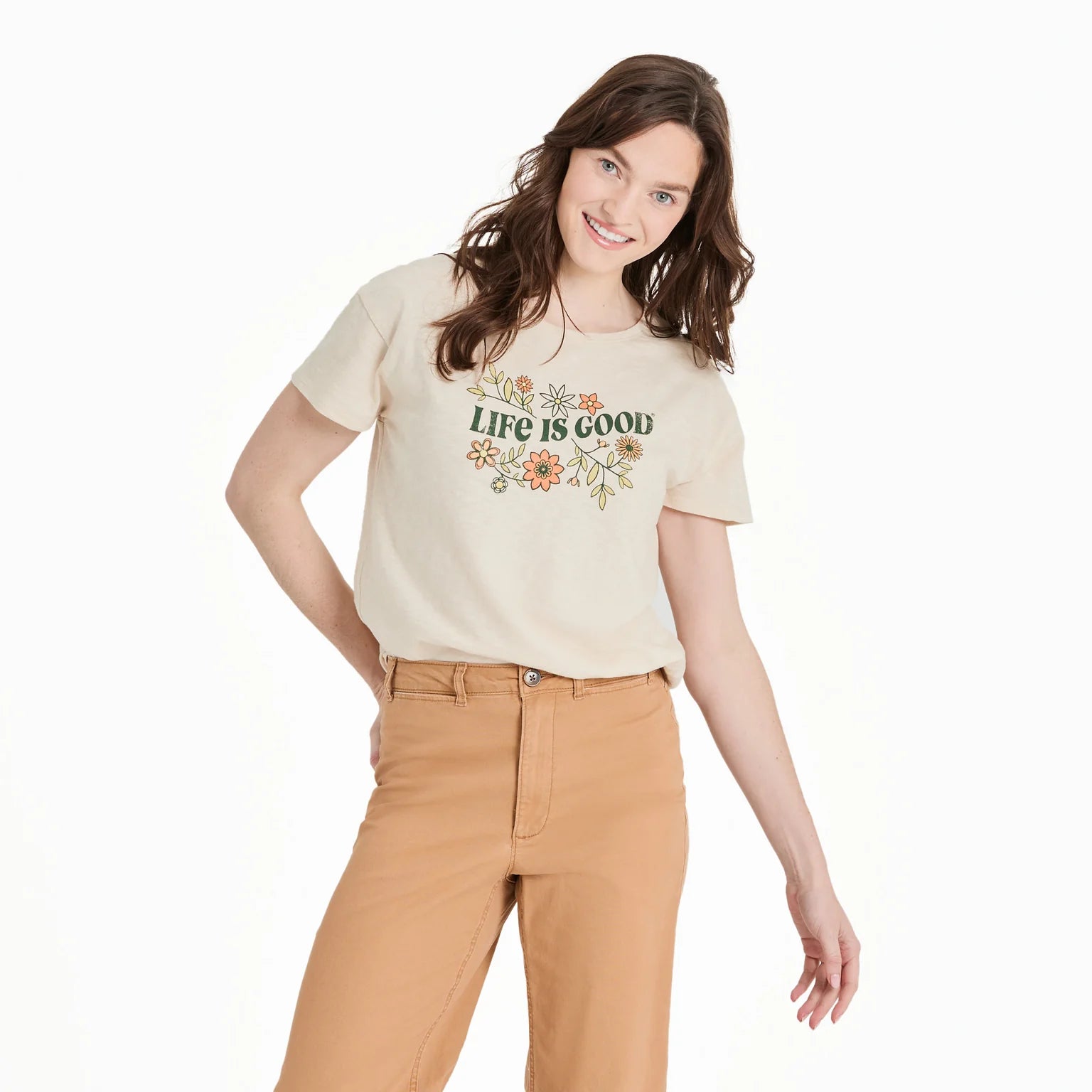 WOMEN'S TEXTURED T-SHIRT "CLEAN GARDEN" PUTTY WHITE
