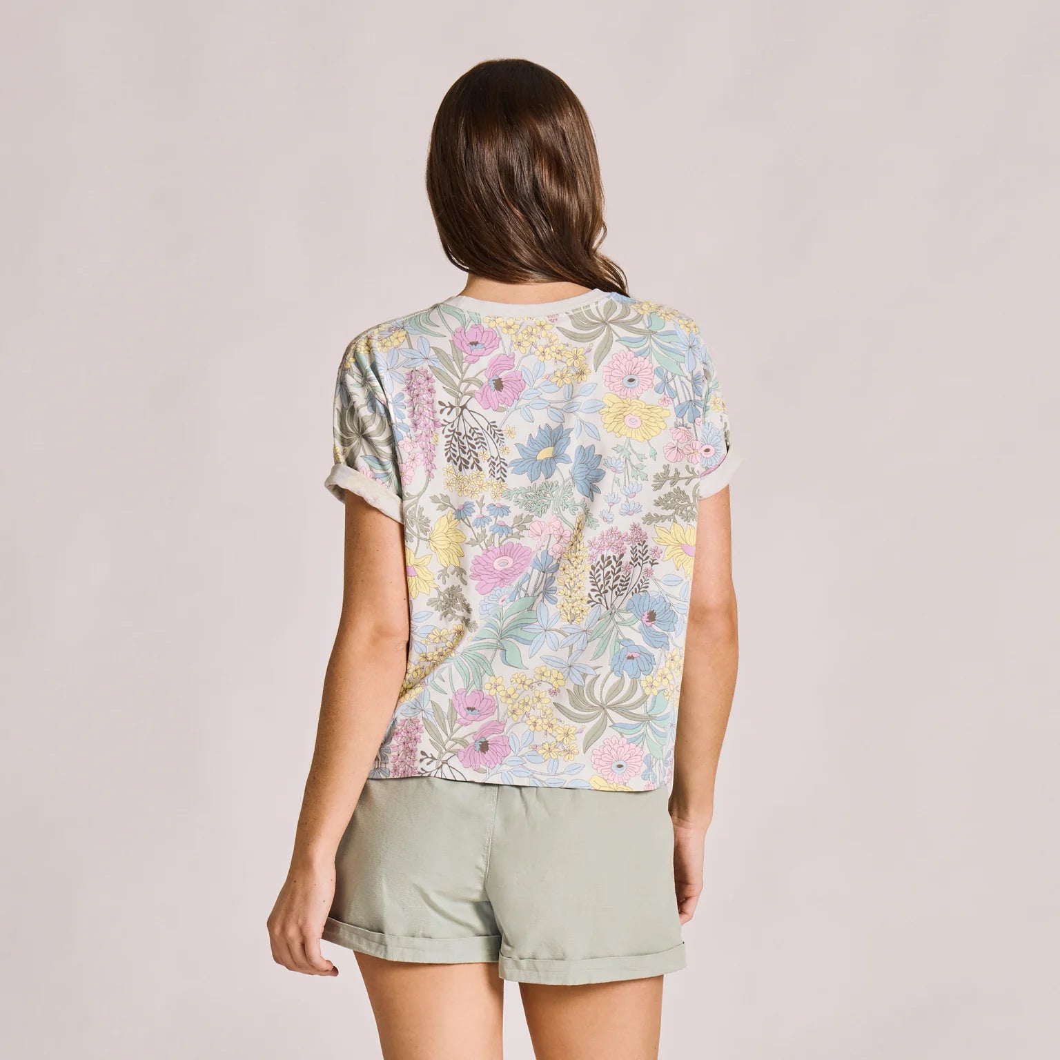 WOMEN'S BOTANICAL GARDEN PATTERN SHORT SLEEVE