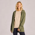 WOMEN'S SOLID CRUSHER-FLEX OPEN CARDIGAN - DARK MOSS GREEN
