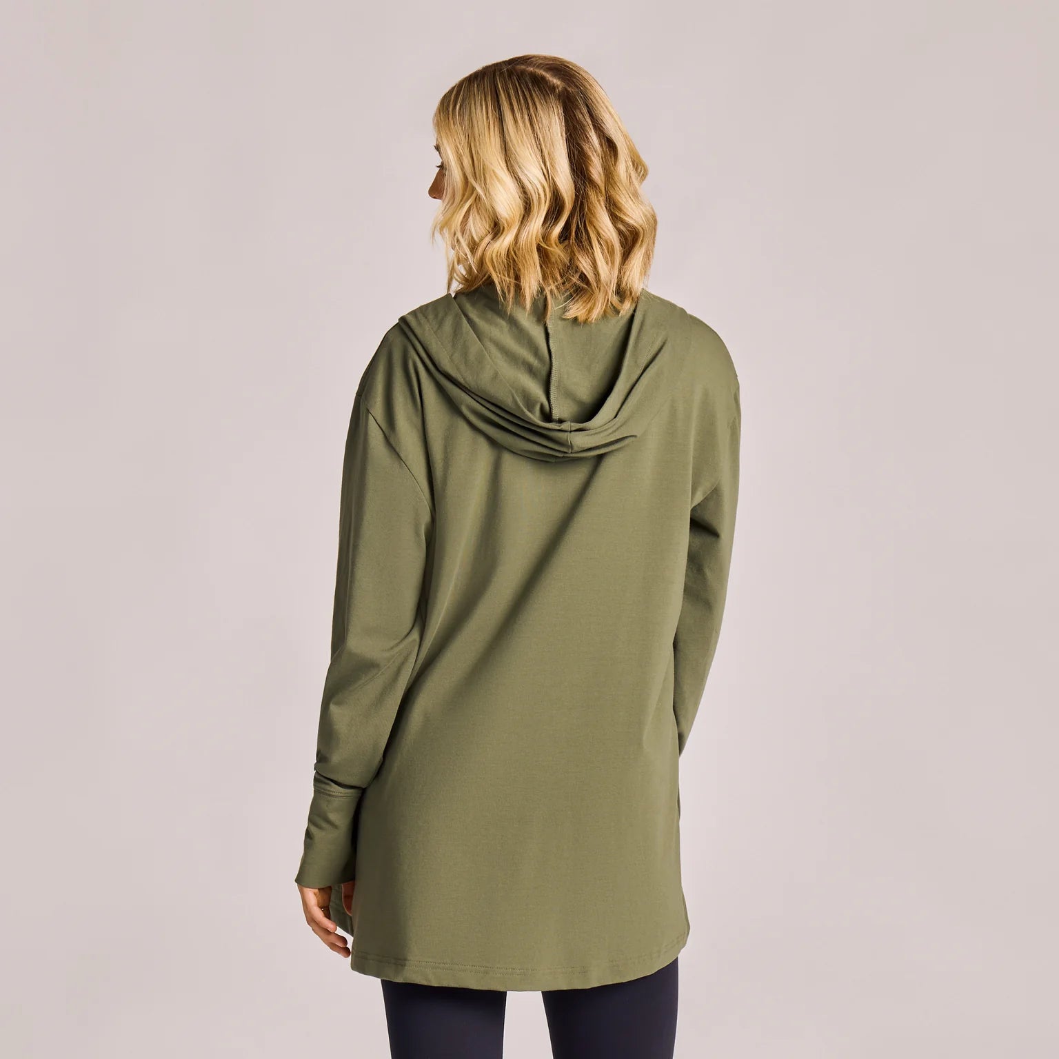 WOMEN'S SOLID CRUSHER-FLEX OPEN CARDIGAN - DARK MOSS GREEN