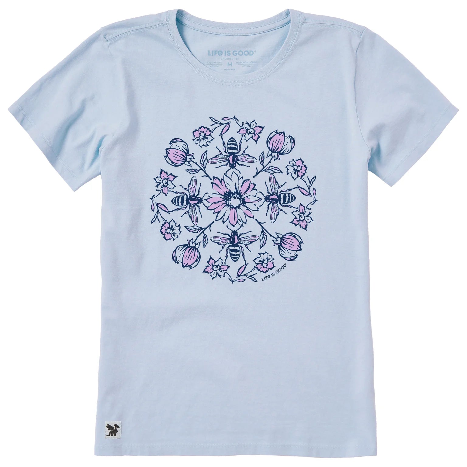 WOMEN'S FLOWERS & BEES MANDALA SHORT SLEEVE