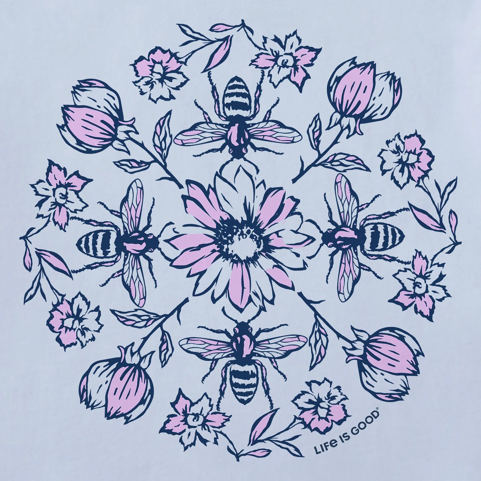 WOMEN'S FLOWERS & BEES MANDALA SHORT SLEEVE
