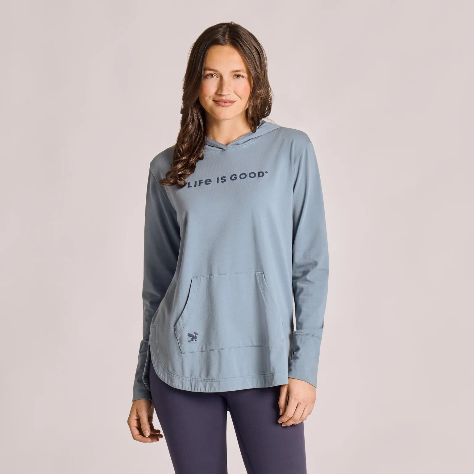 WOMEN'S LIFE IS GOOD CRUSHER-FLEX HOODIE - SLATE BLUE