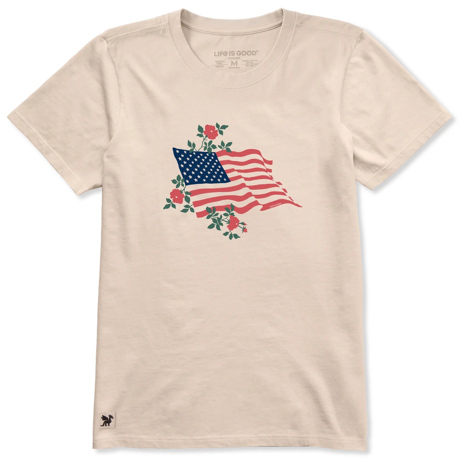 WOMEN'S RED ROSE AMERICAN FLAG SHORT SLEEVE