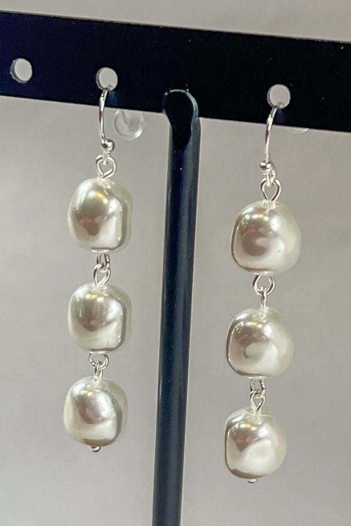 Josie Pearl Earrings Silver