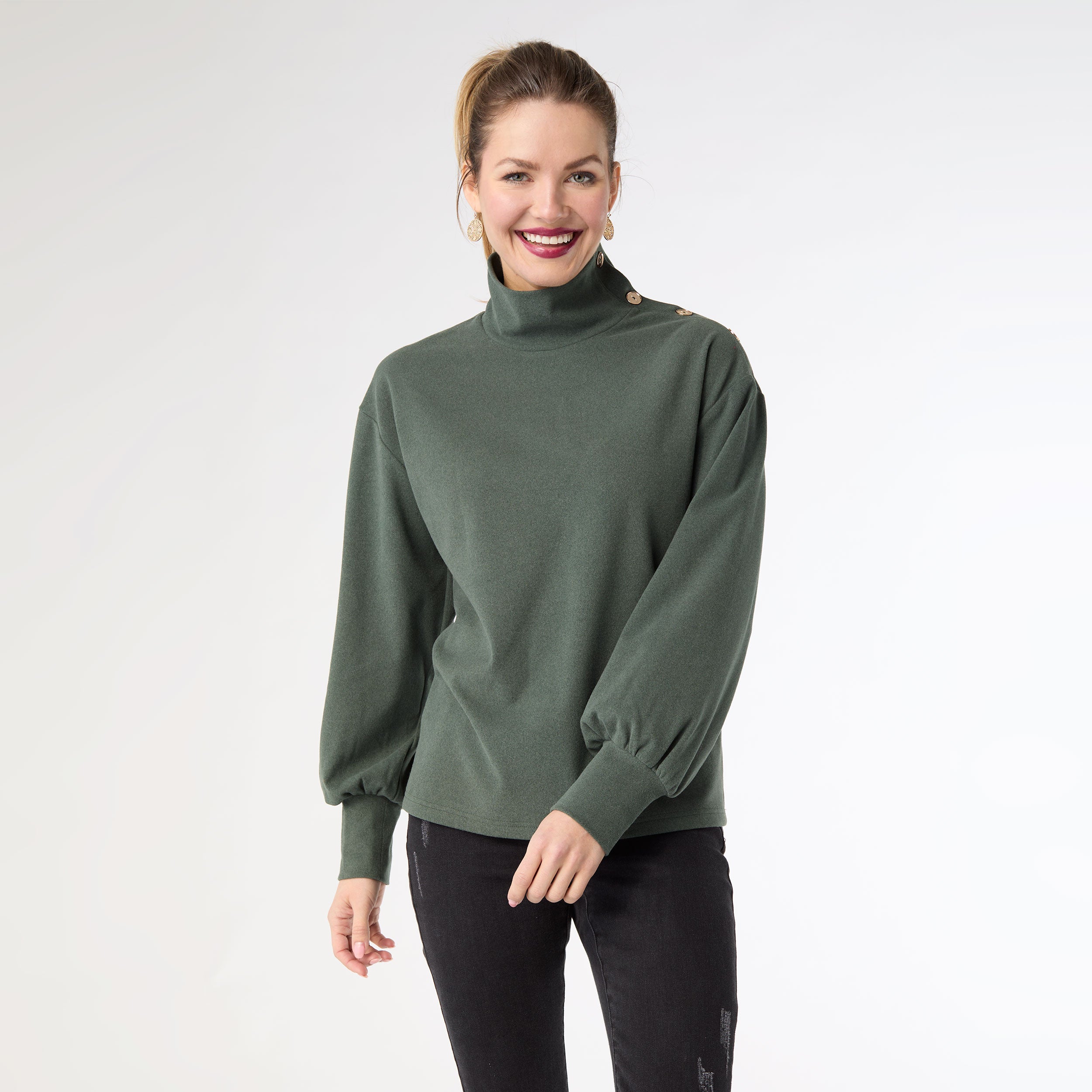 AUDRINA BUTTON DETAIL - GREEN