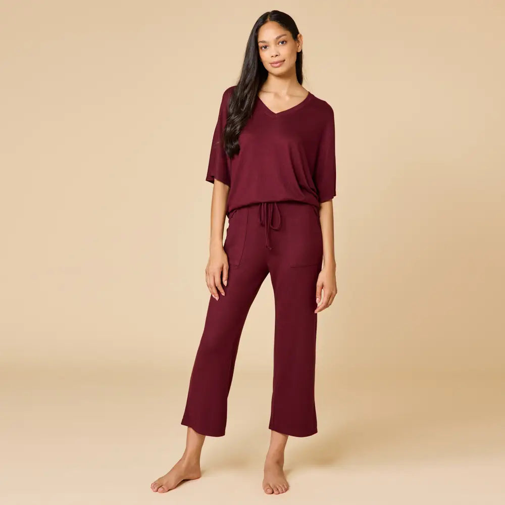 DREAM JERSEY V-NECK SET - CHERRY COLA