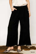 FRAY HEM WIDE LEG PANT