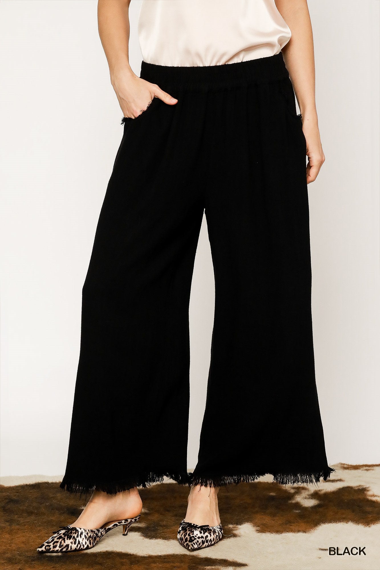 FRAY HEM WIDE LEG PANT