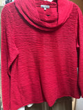 RIPPLE COWL NECK TOP RUBY