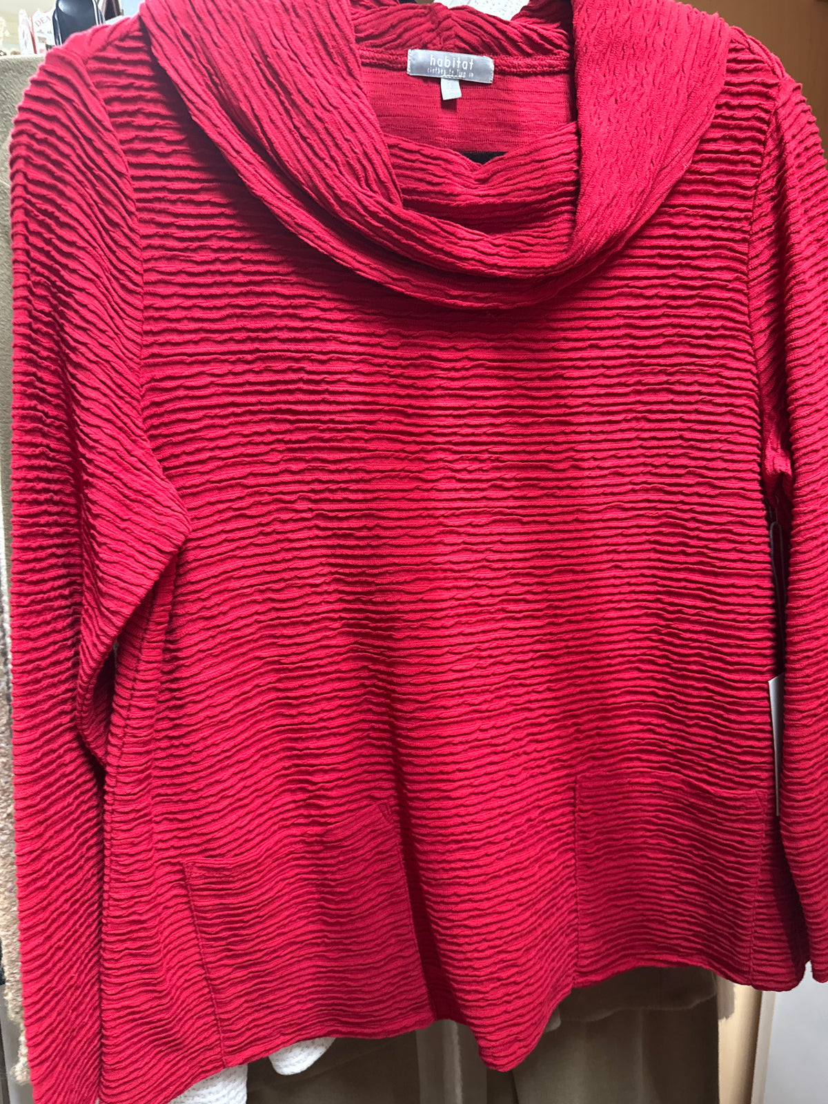 RIPPLE COWL NECK TOP RUBY