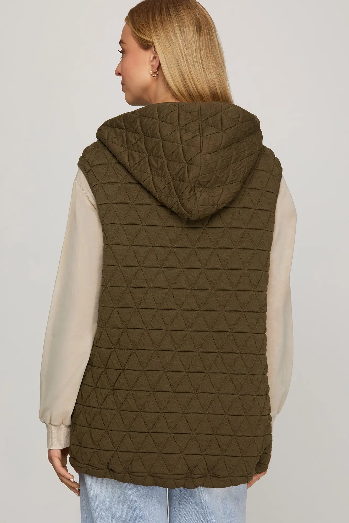 QUILTED VEST - OLIVE