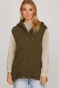 QUILTED VEST - OLIVE