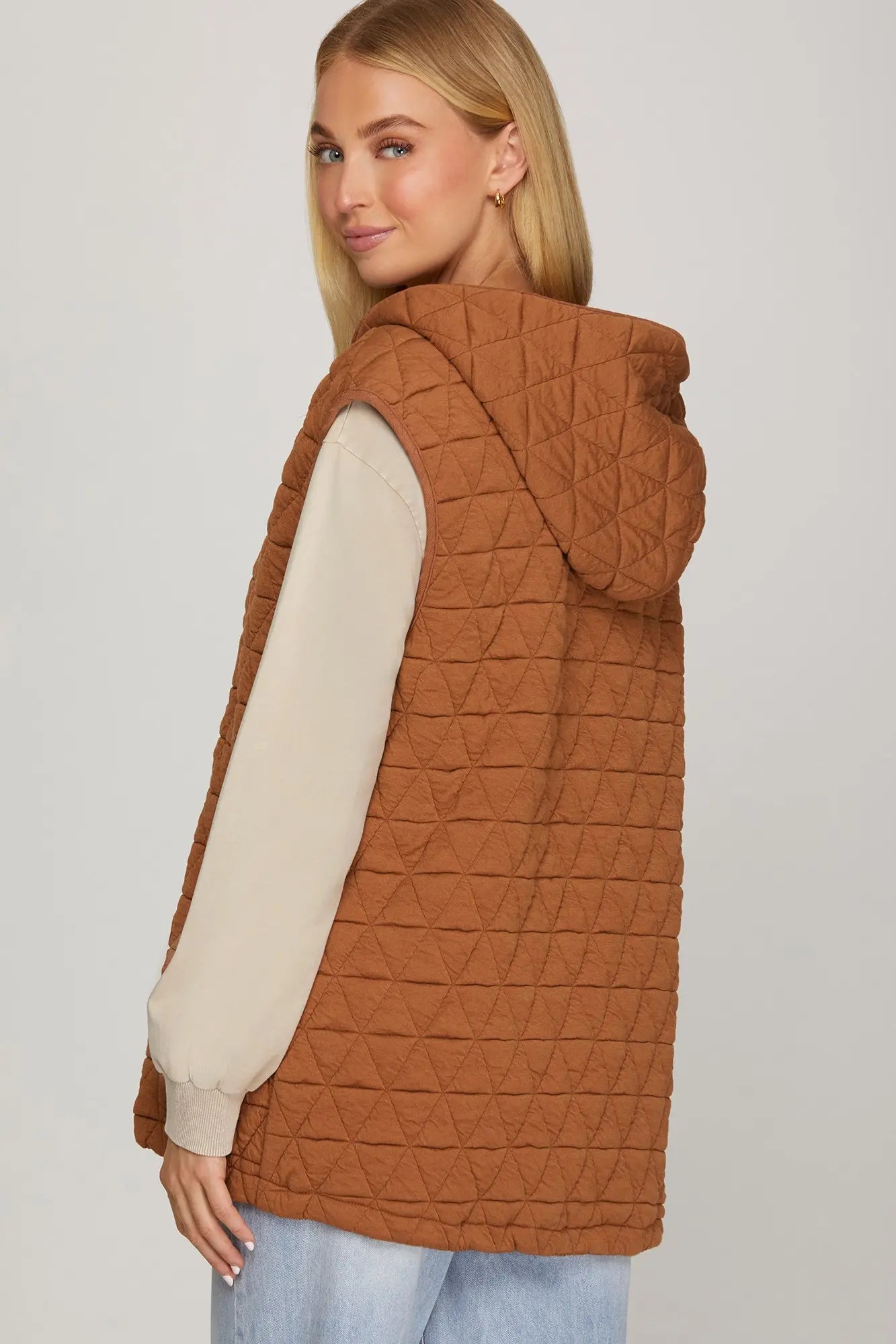 QUILTED VEST - RUST
