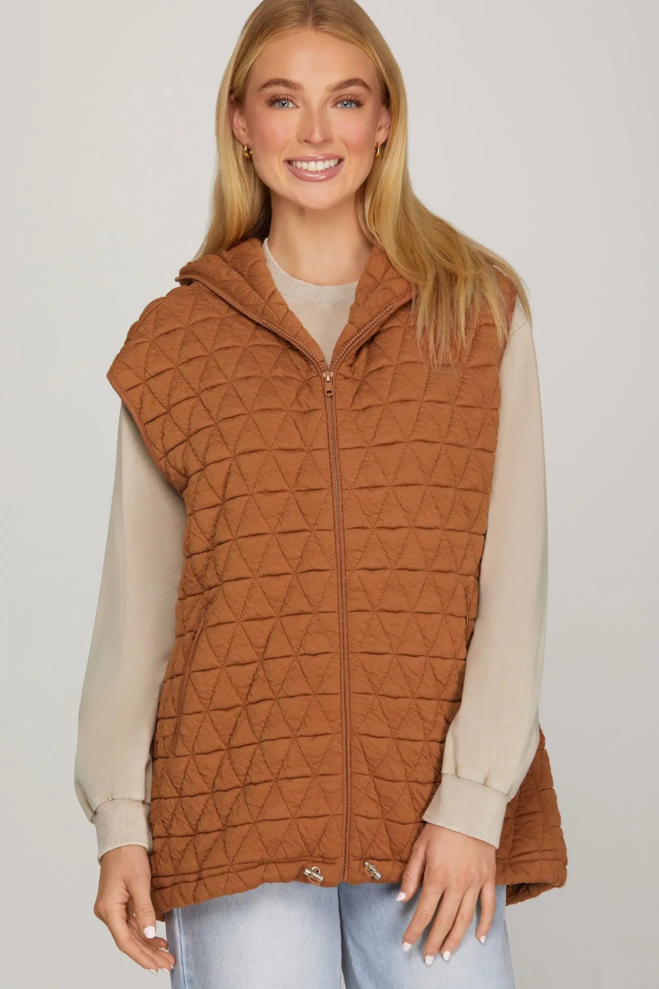 QUILTED VEST - RUST