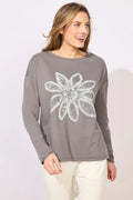 FLEECE FLORAL PULLOVER