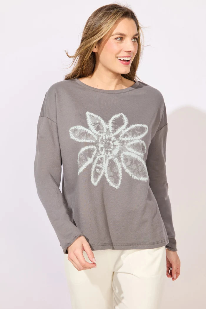 FLEECE FLORAL PULLOVER