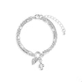Heart + Cross Layered Bracelet - Silver
