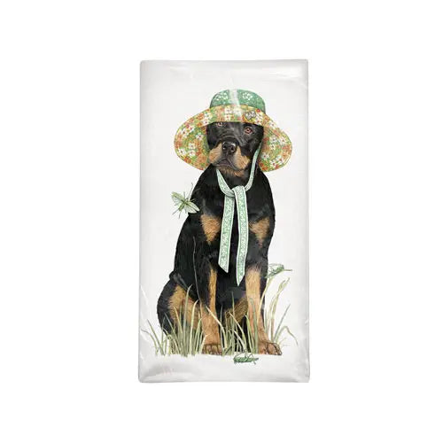 Rottweiler Sunhat Bagged Towel