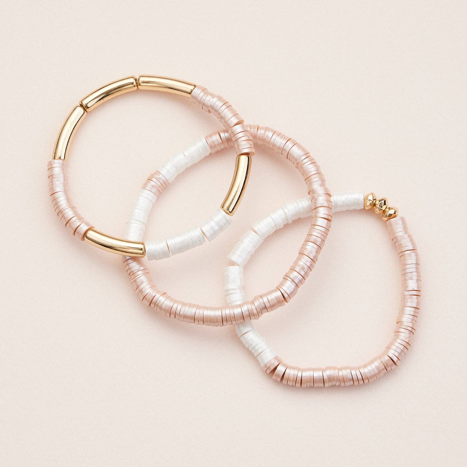 Beaded Stretch Bracelets with Gold Accents