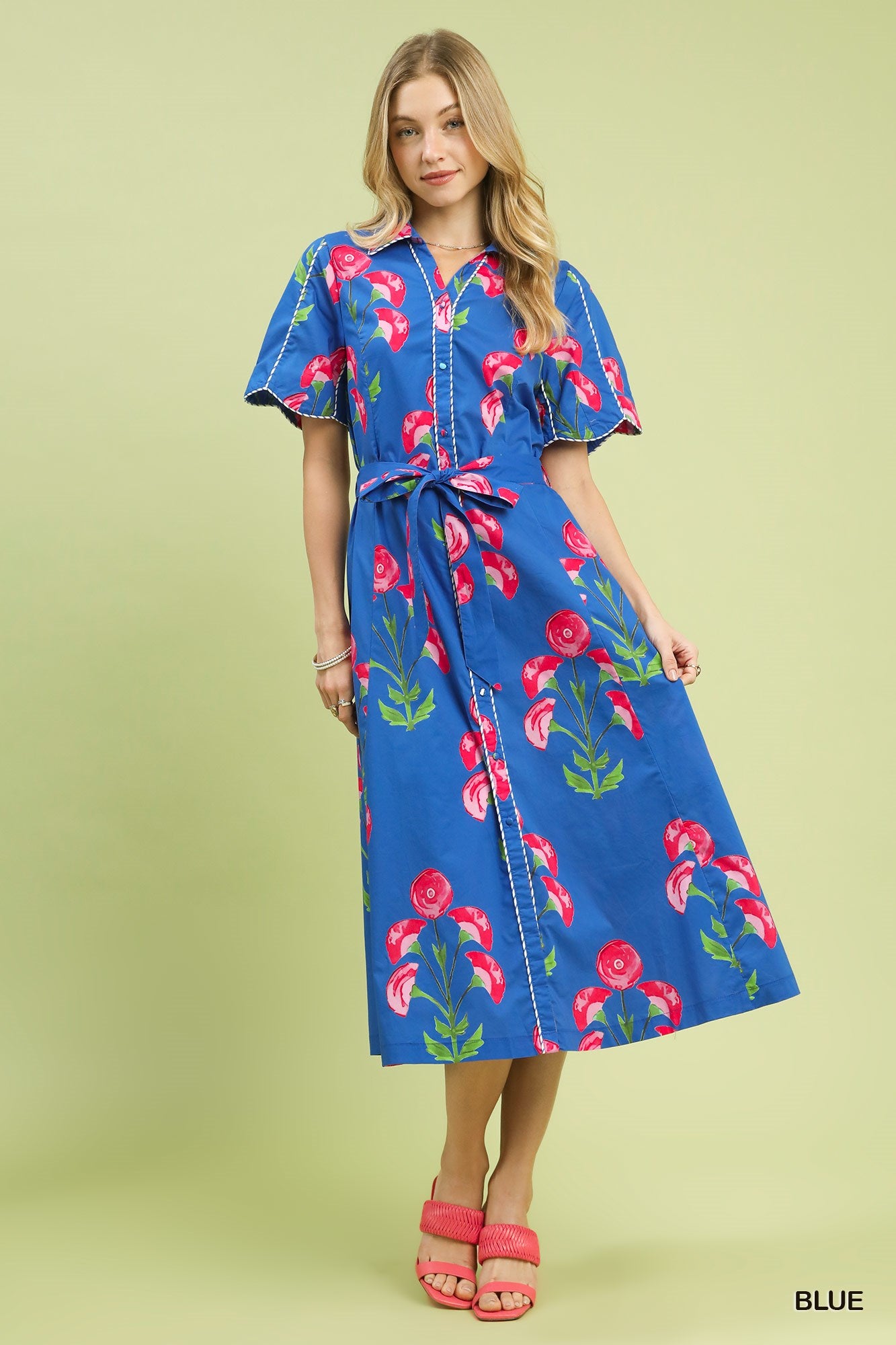STITCH FLORAL MIDI DRESS