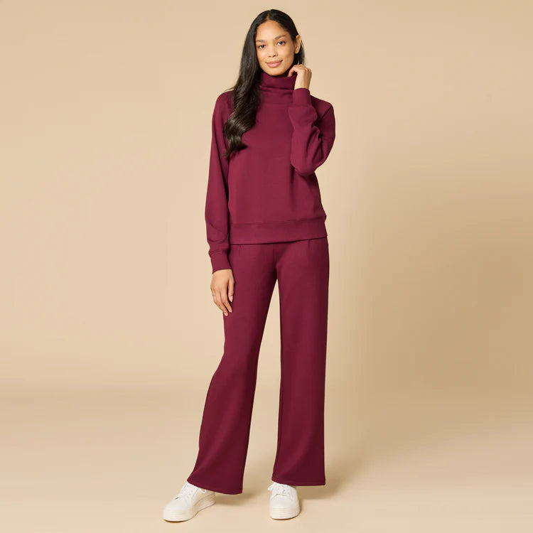 DREAM TECH COWL NECK W/ PLEAT PANT -  CHERRY COLA