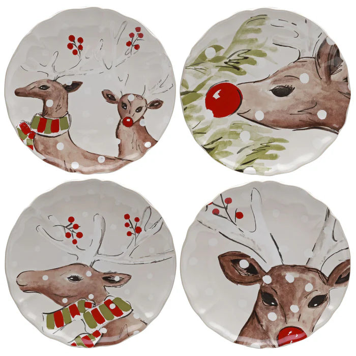 CASAFINA DEER FRIENDS DINNER  PLATE WHITE
