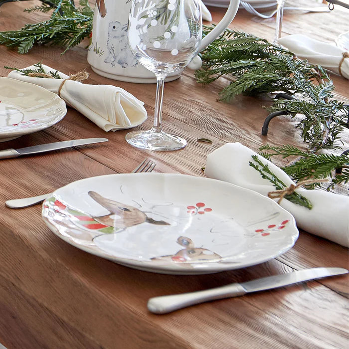 CASAFINA DEER FRIENDS DINNER  PLATE WHITE