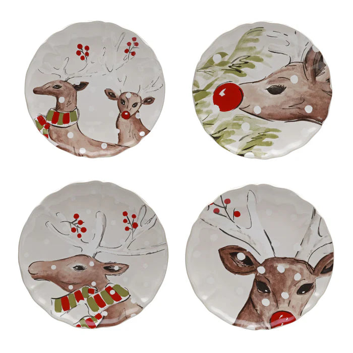 CASAFINA DEER FRIENDS SALAD/DESSERT WHITE