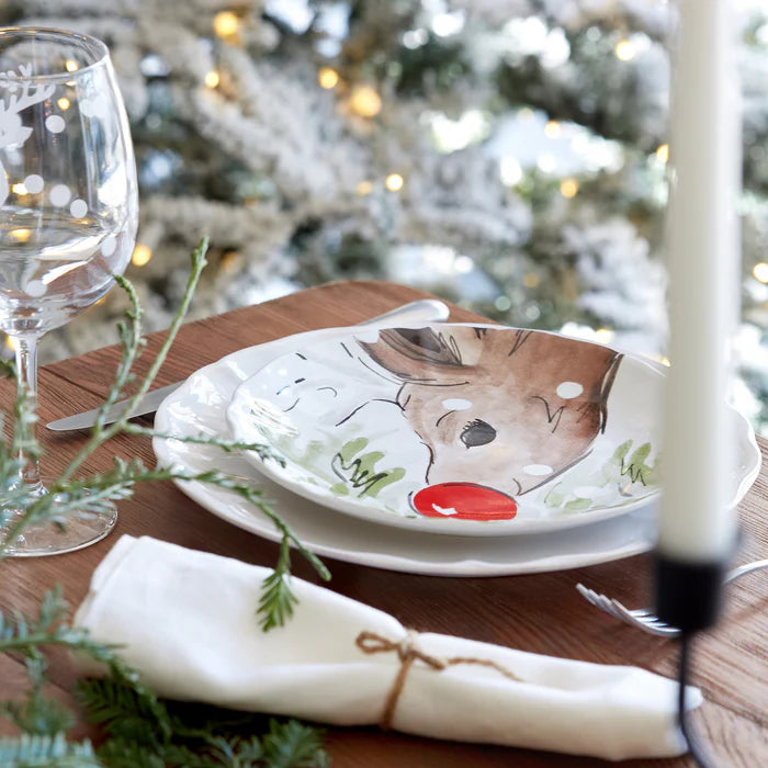 CASAFINA DEER FRIENDS SALAD/DESSERT WHITE