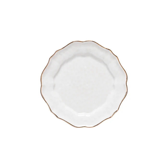 IMPRESSIONS SALAD PLATE WHITE W/ GOLD RIM