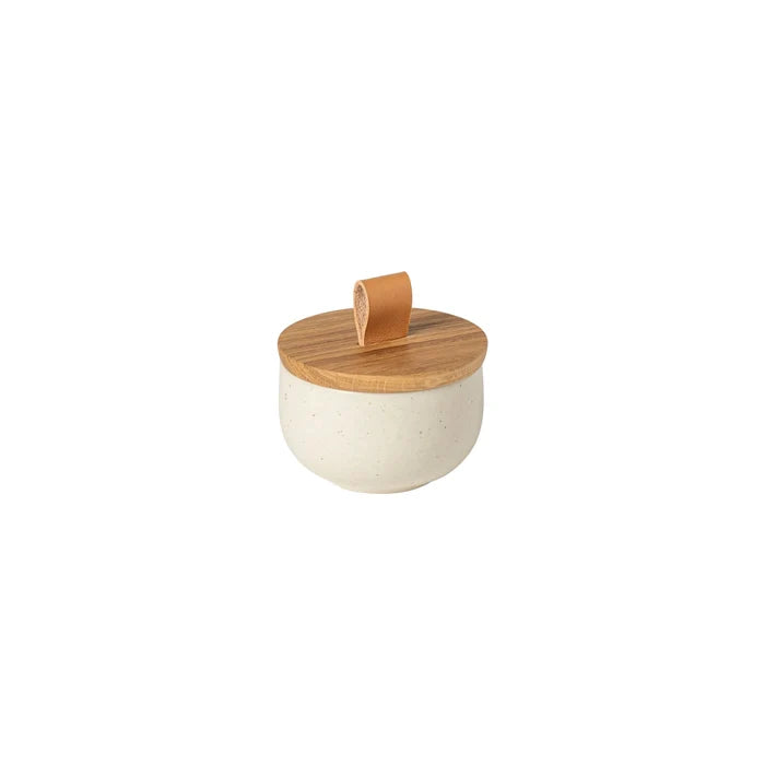 SALT CELLAR 4" W/ OAK LID PACIFICA - VANILLA