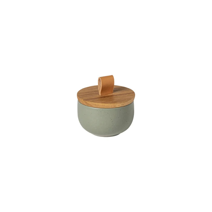 SALT CELLAR 4" W/OAK LID PACIFICA - ARTICHOKE