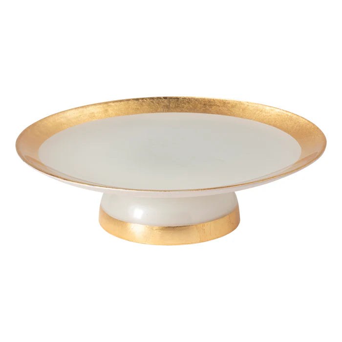 GLASS FOOTED PLATE 13' CAMILLA - GOLD BAND