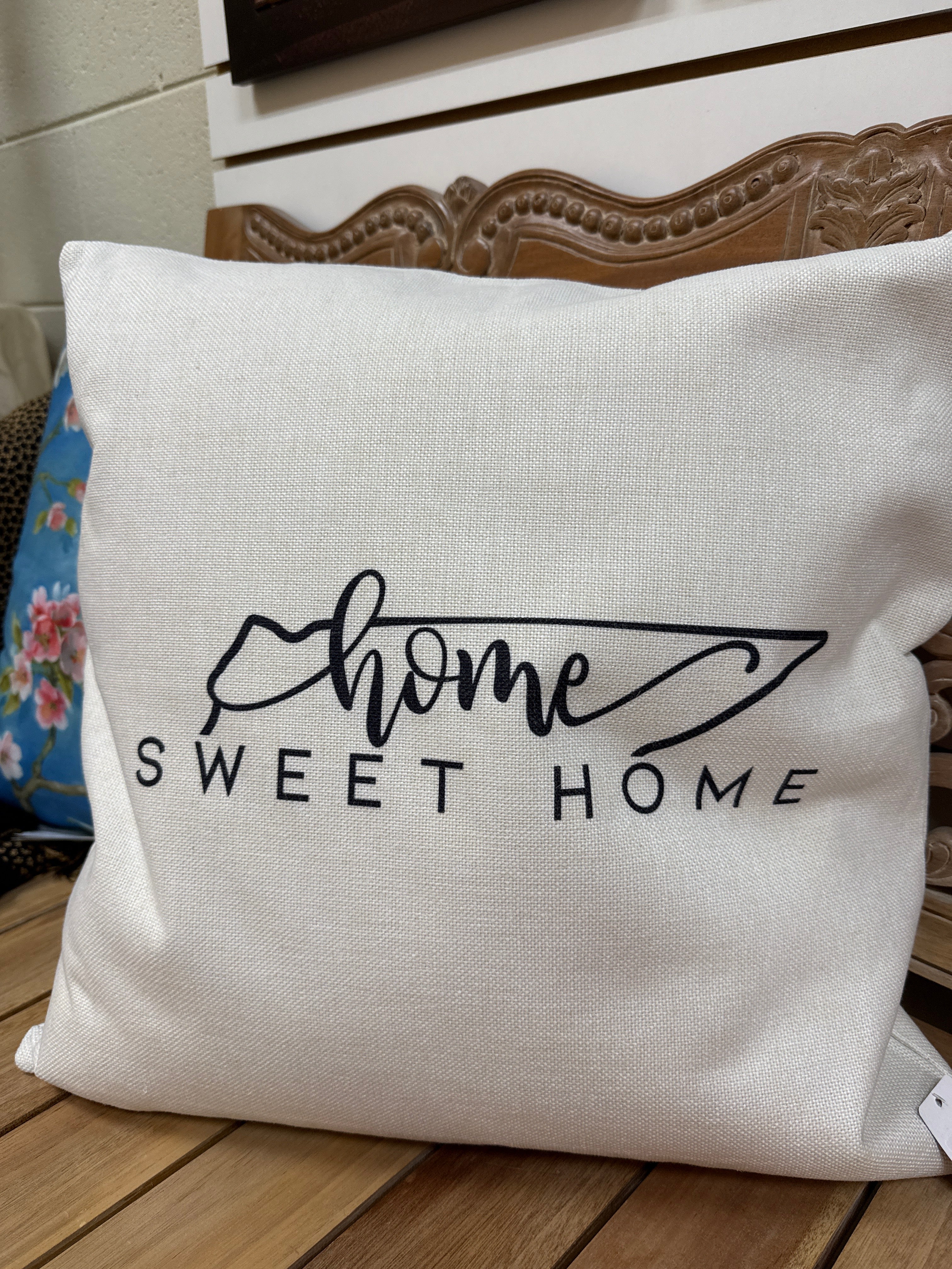SQUARE PILLOWS  HOME SWEET HOME STATE SHAPE TENNESSEE