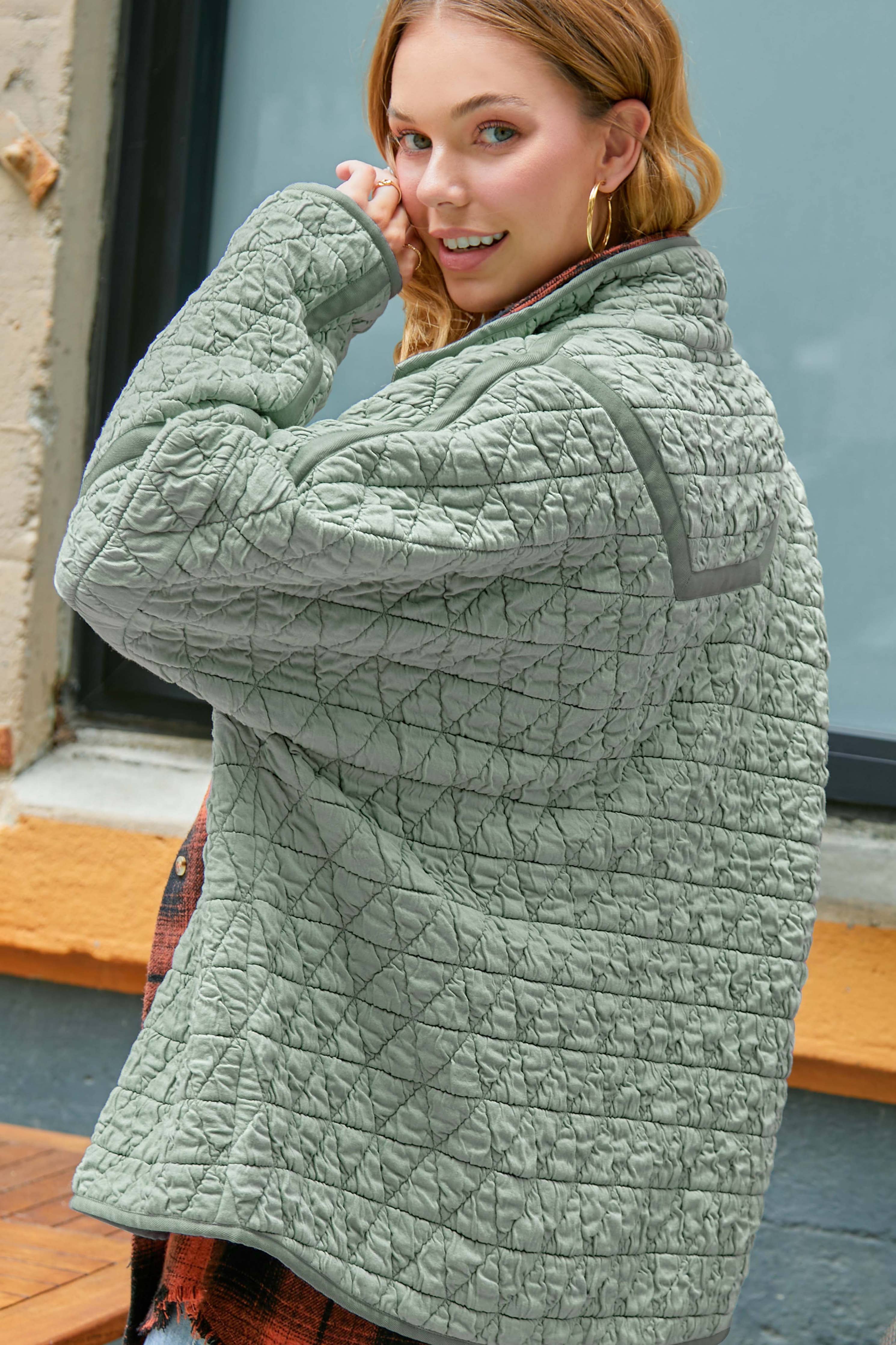 Quilted Button Down Jacket